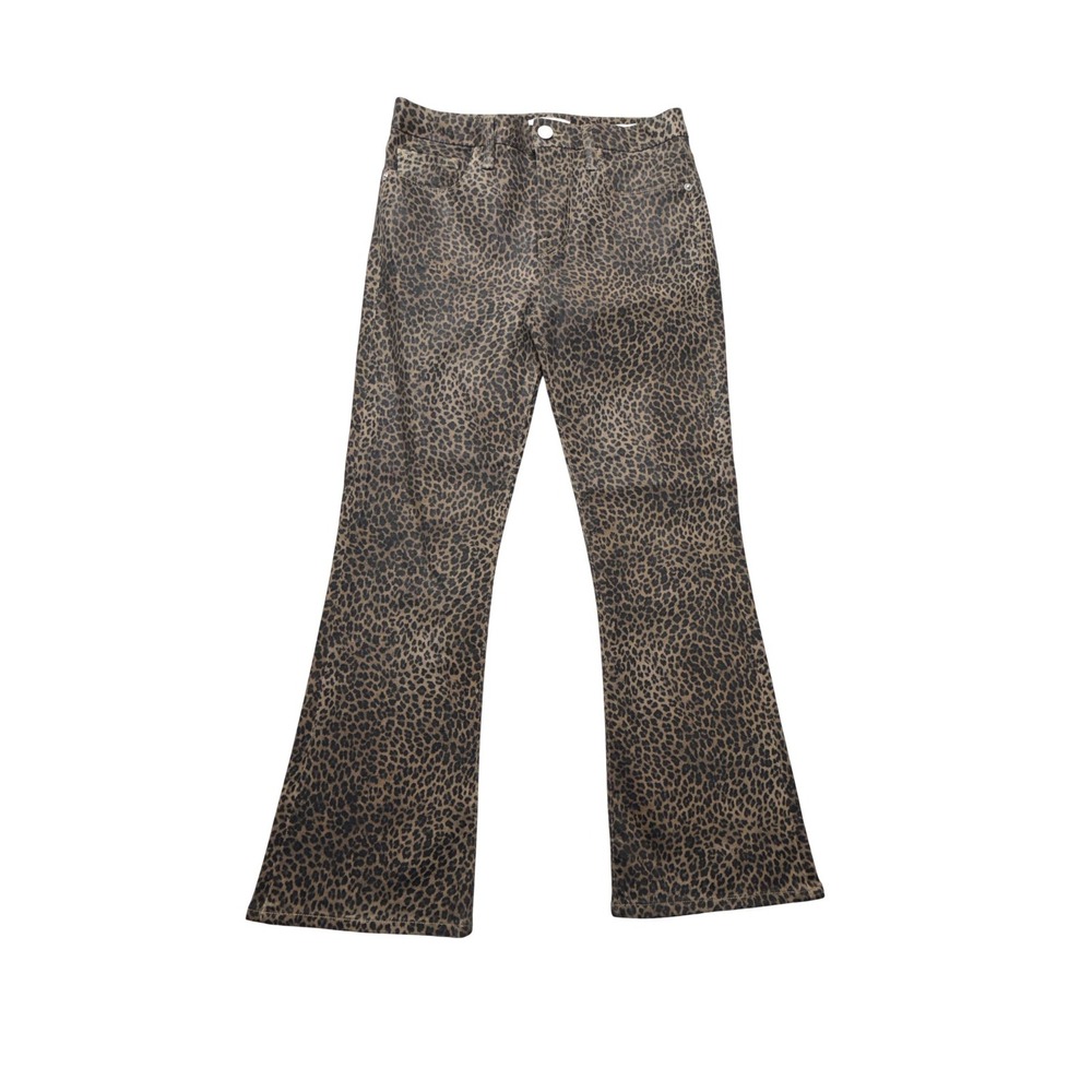 FRAME Le Crop Mini Boot Jeans Womens 27 Brown Leopard Mid Rise LCMB403C